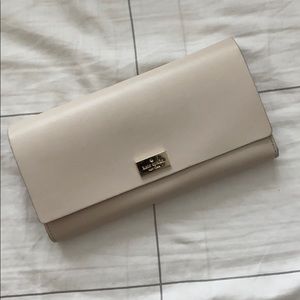 Kate Spade Trifold Wallet Tan Leather Coral Lining